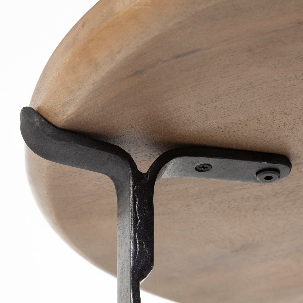 Helios III 20L x 24H Set of Two Round Brown Solid Wood Iron Base Nesting End/Side Tables