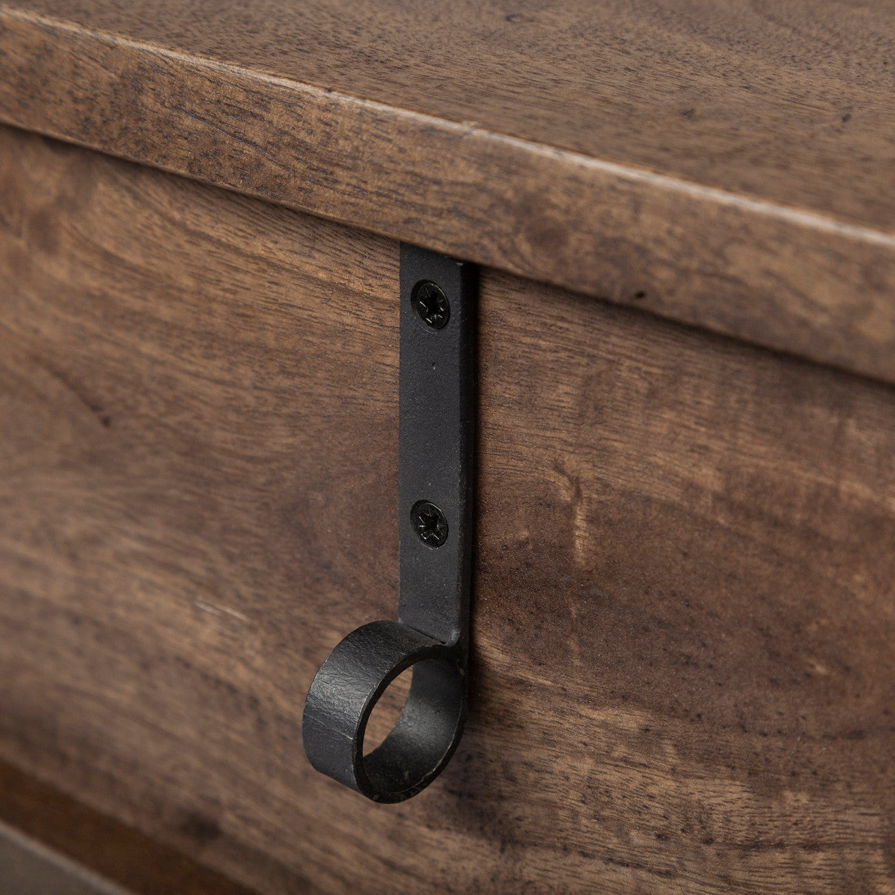 Glenn III 56L x 14W Dark Brown Wood w/ Black Iron Frame, 4 Drawer Console Table