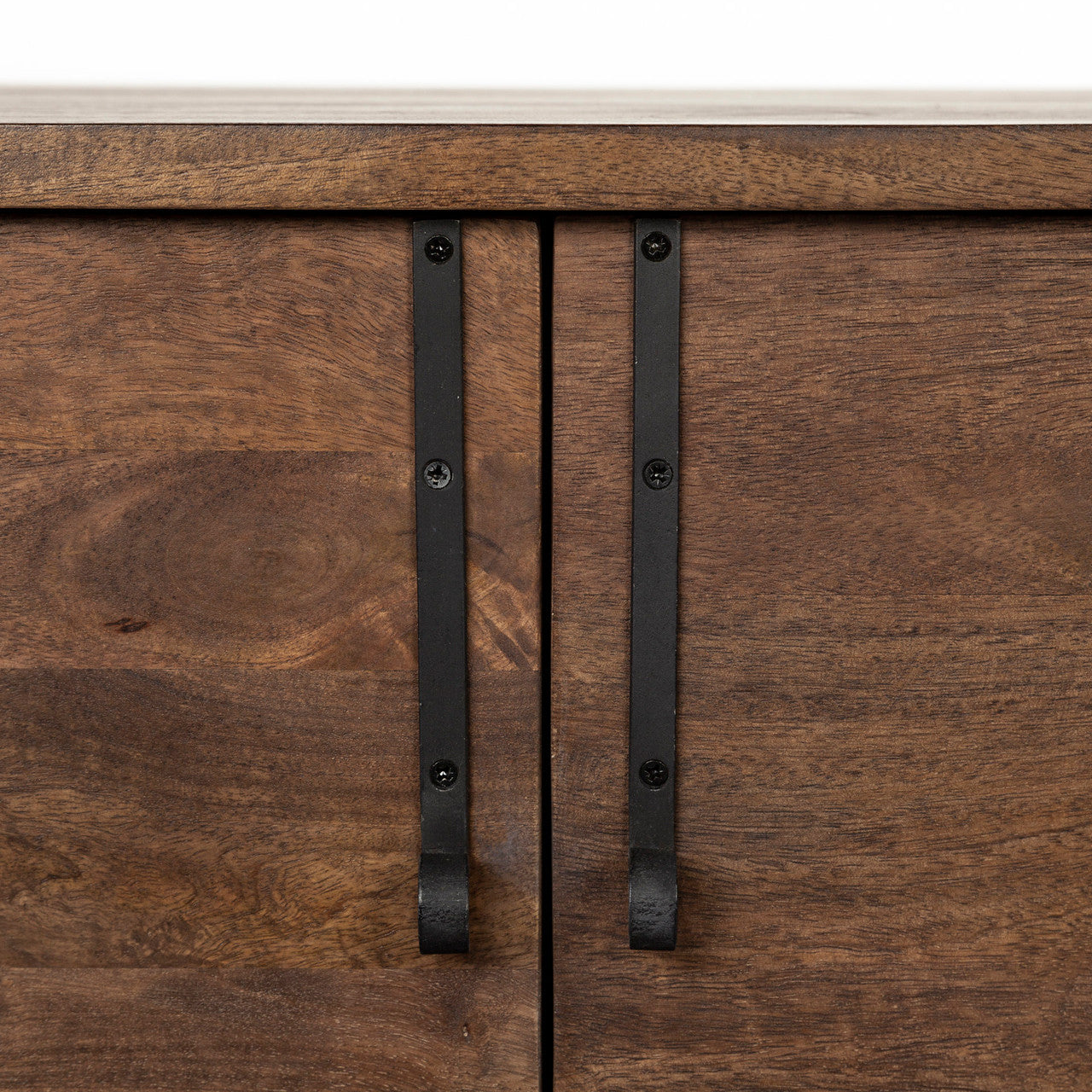 Glenn VI 71.5x18 Dark Brown Wood Frame w/ Black Iron Accent, 6 Drawer, 2 Door Cabinet Sideboard