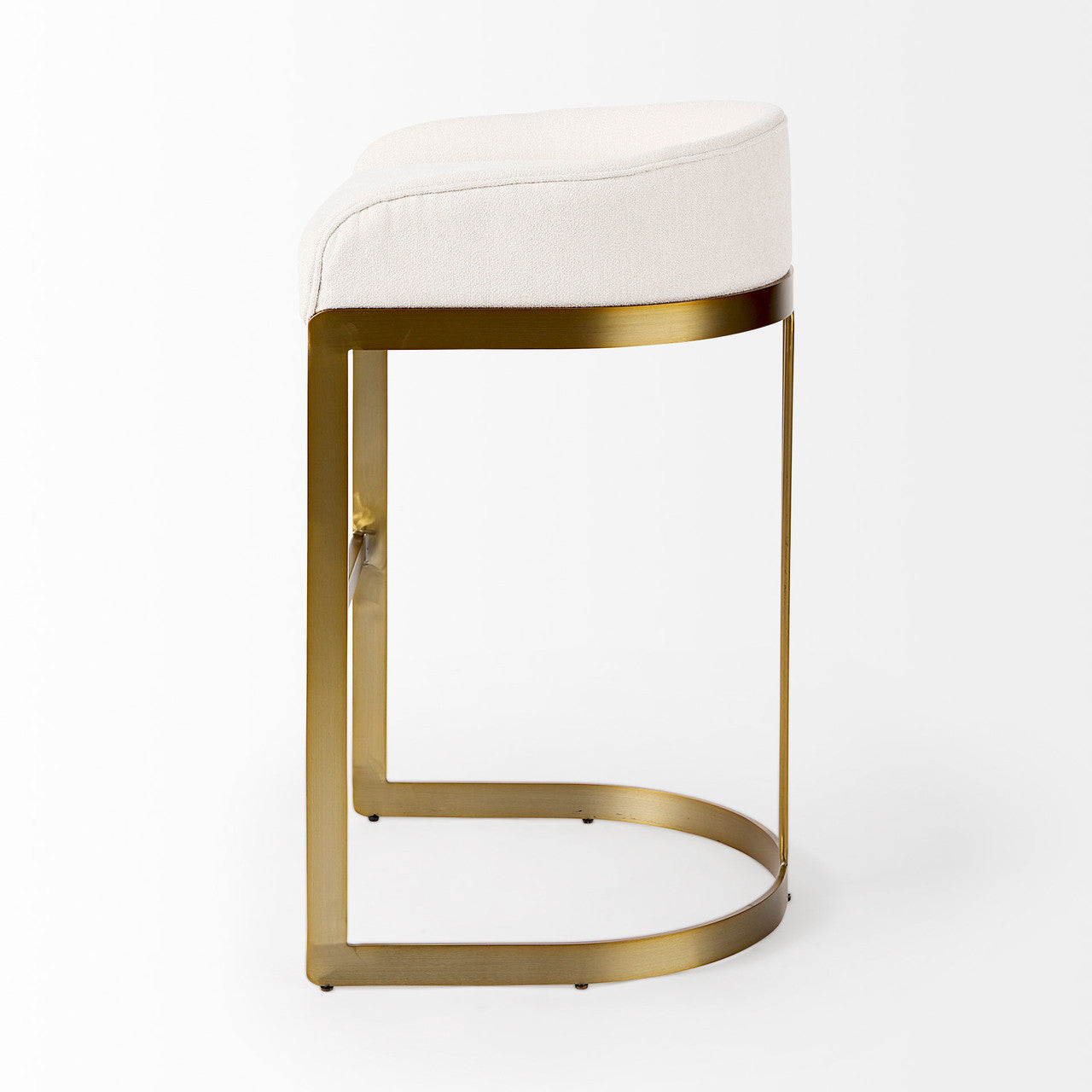 Hollyfield II Cream Fabric Seat W/ Gold Metal Base Bar Stool