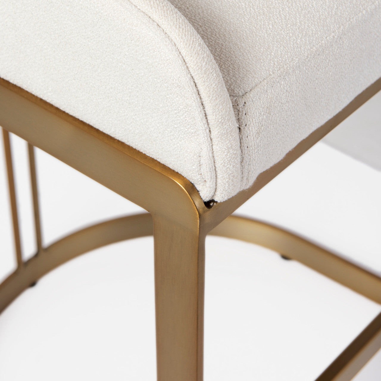 Hollyfield II Cream Fabric Seat W/ Gold Metal Base Bar Stool