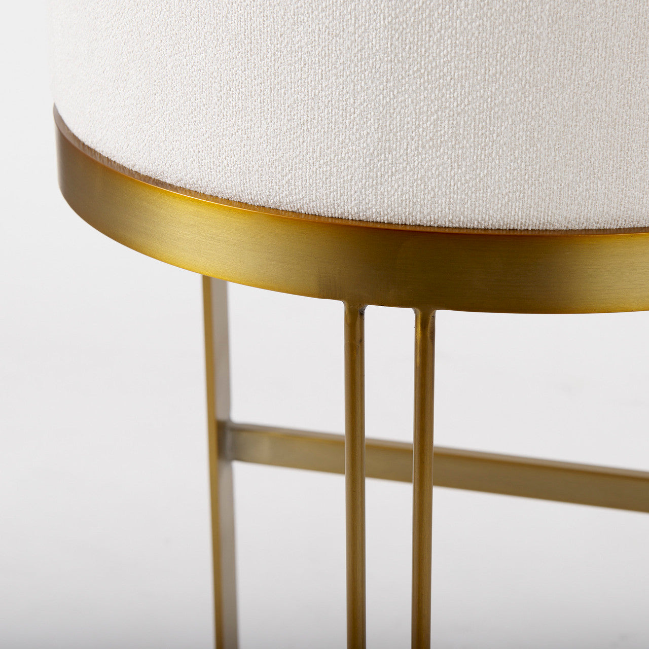 Hollyfield II Cream Fabric Seat W/ Gold Metal Base Bar Stool