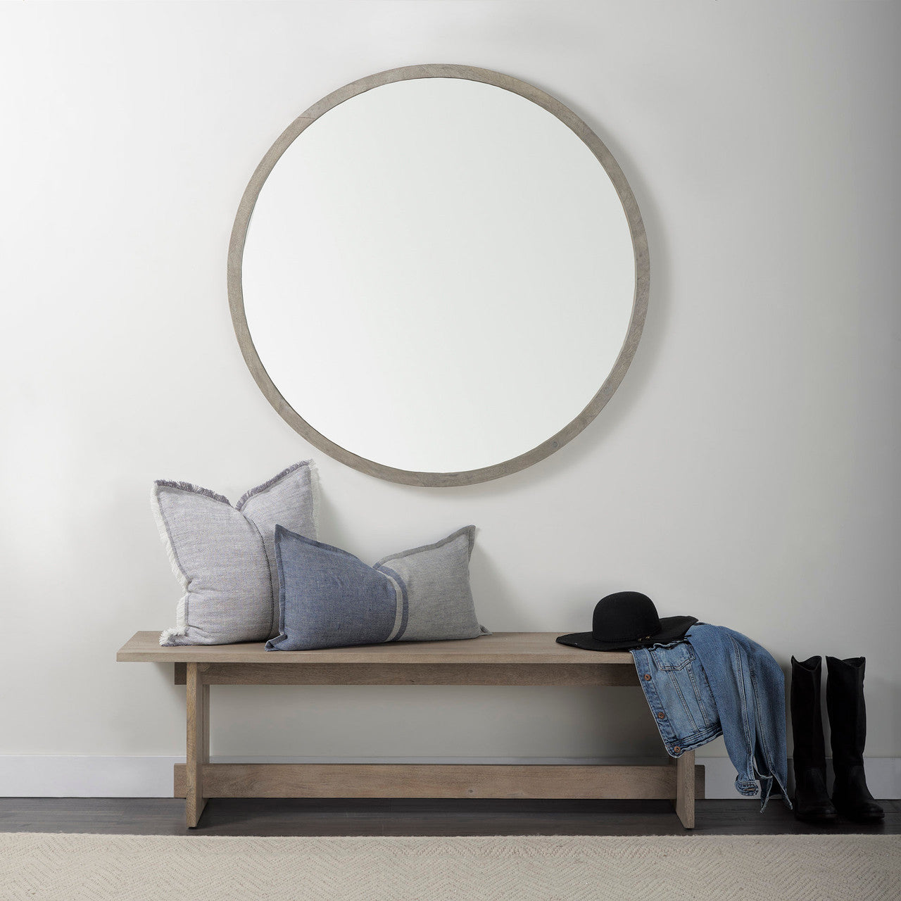 Aida 18H Light Gray Wood Dining Bench