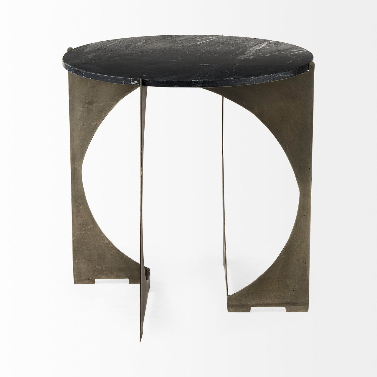 Reinhold II 21L x 21W x 21H Black Marble Top Iron Side Table