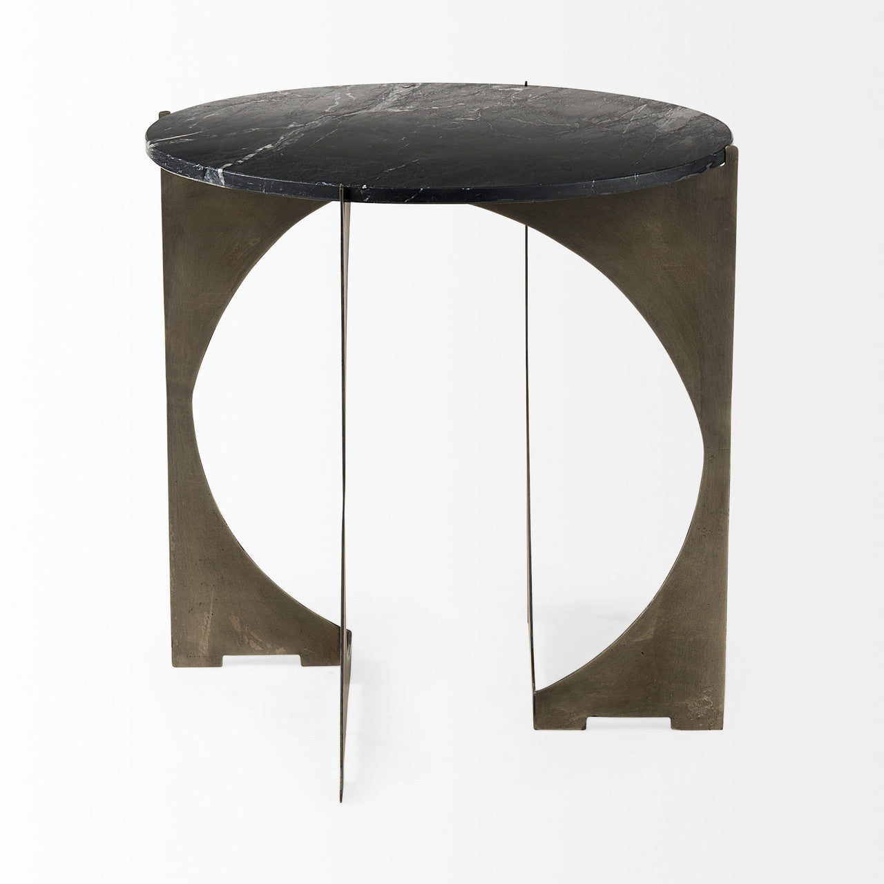 Reinhold II 21L x 21W x 21H Black Marble Top Iron Side Table