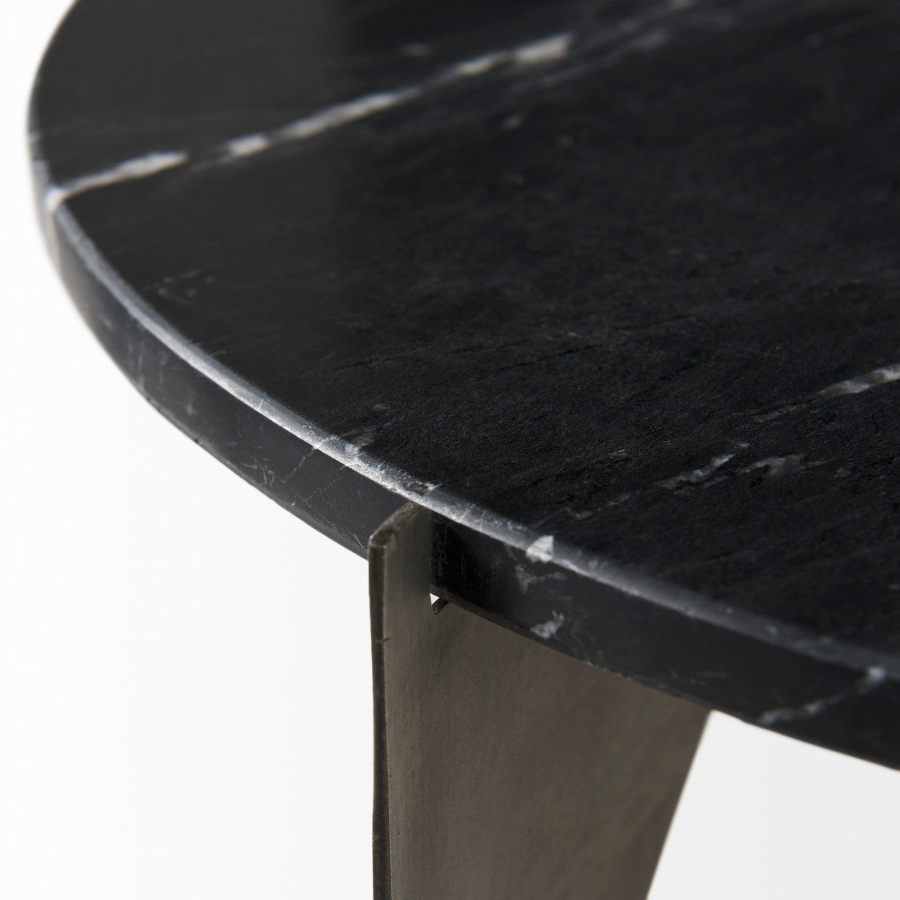 Reinhold II 21L x 21W x 21H Black Marble Top Iron Side Table