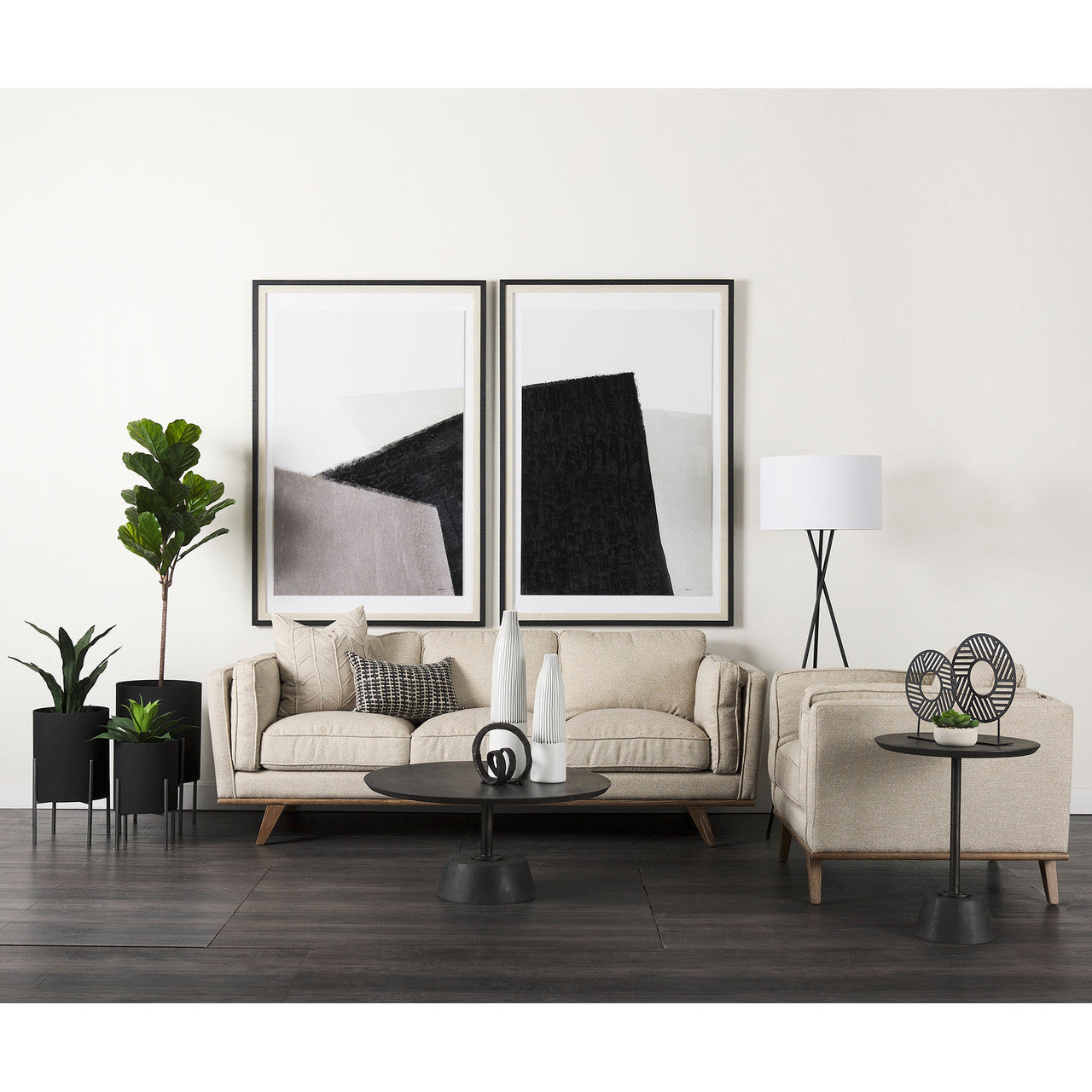 Micra 11.0L x 3.0W x 13.4H Matte Black Metal Decorative Object on a Stand