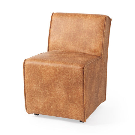 Damon Cognac Brown Faux Leather Dining Chair
