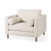 Loretta 40.7L x 36.2W x 33.9H Cream Fabric Chair W/ Two Bolster Cushions
