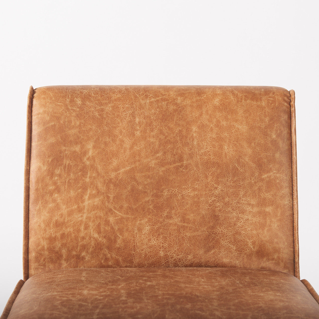 Damon 19.8L x 26.3W x 31.8H Cognac Brown Faux Leather Dining Chair