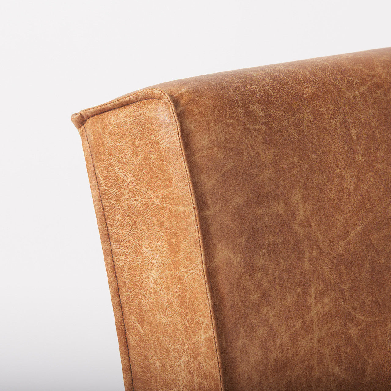 Damon 19.8L x 26.3W x 31.8H Cognac Brown Faux Leather Dining Chair