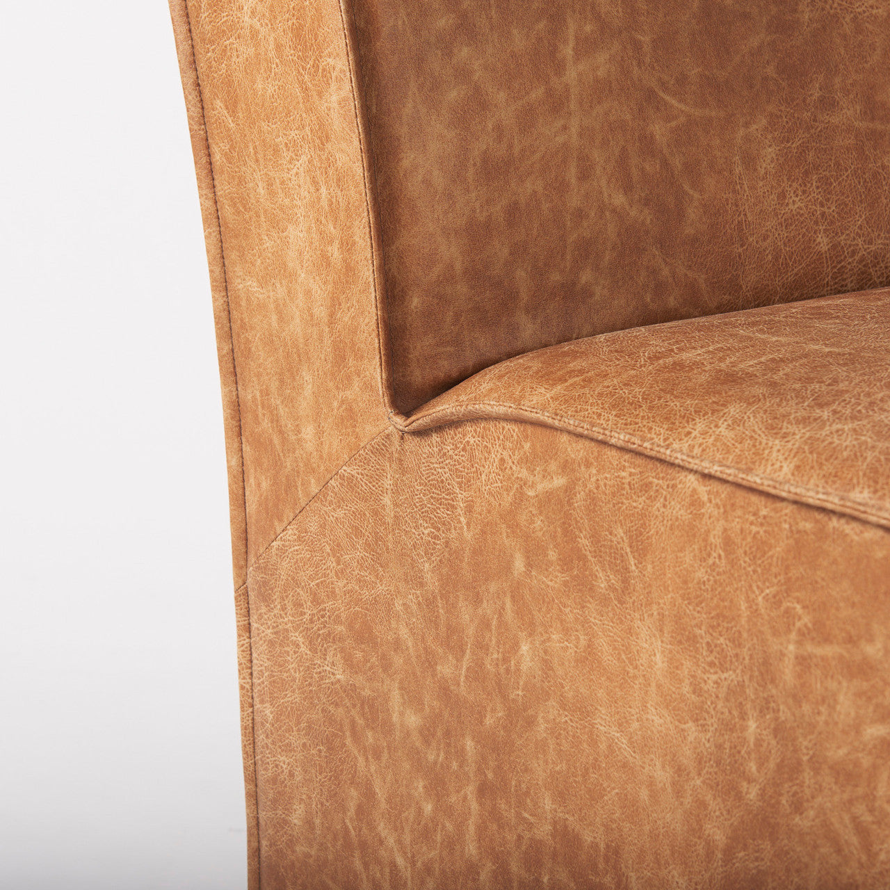 Damon 19.8L x 26.3W x 31.8H Cognac Brown Faux Leather Dining Chair