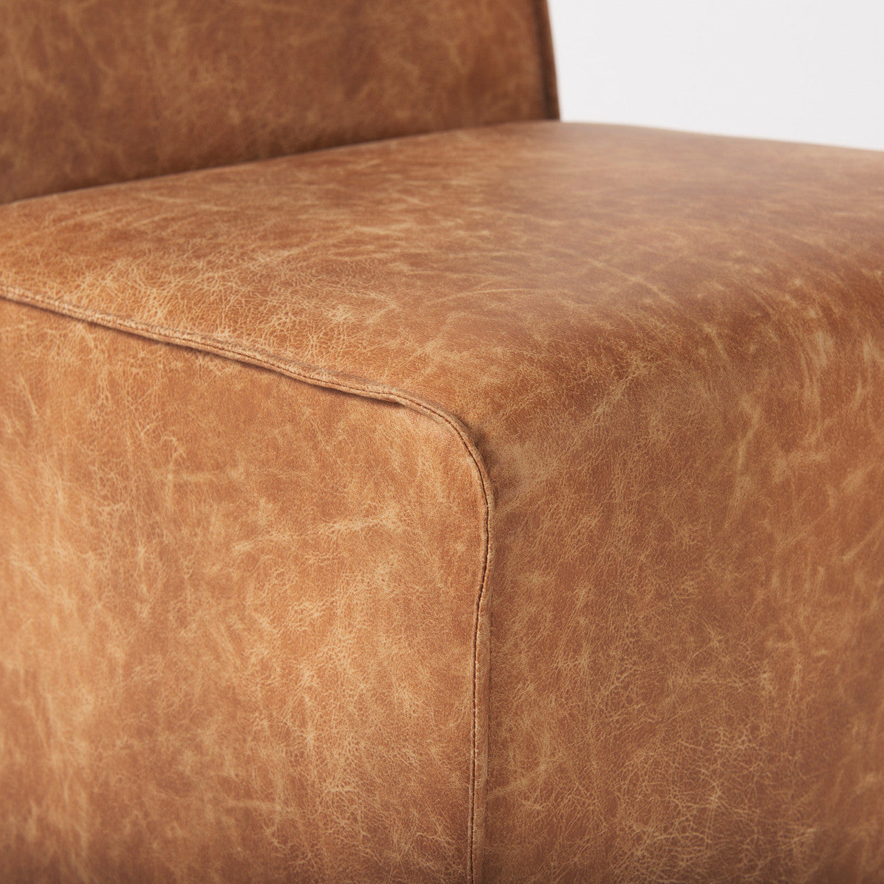 Damon 19.8L x 26.3W x 31.8H Cognac Brown Faux Leather Dining Chair