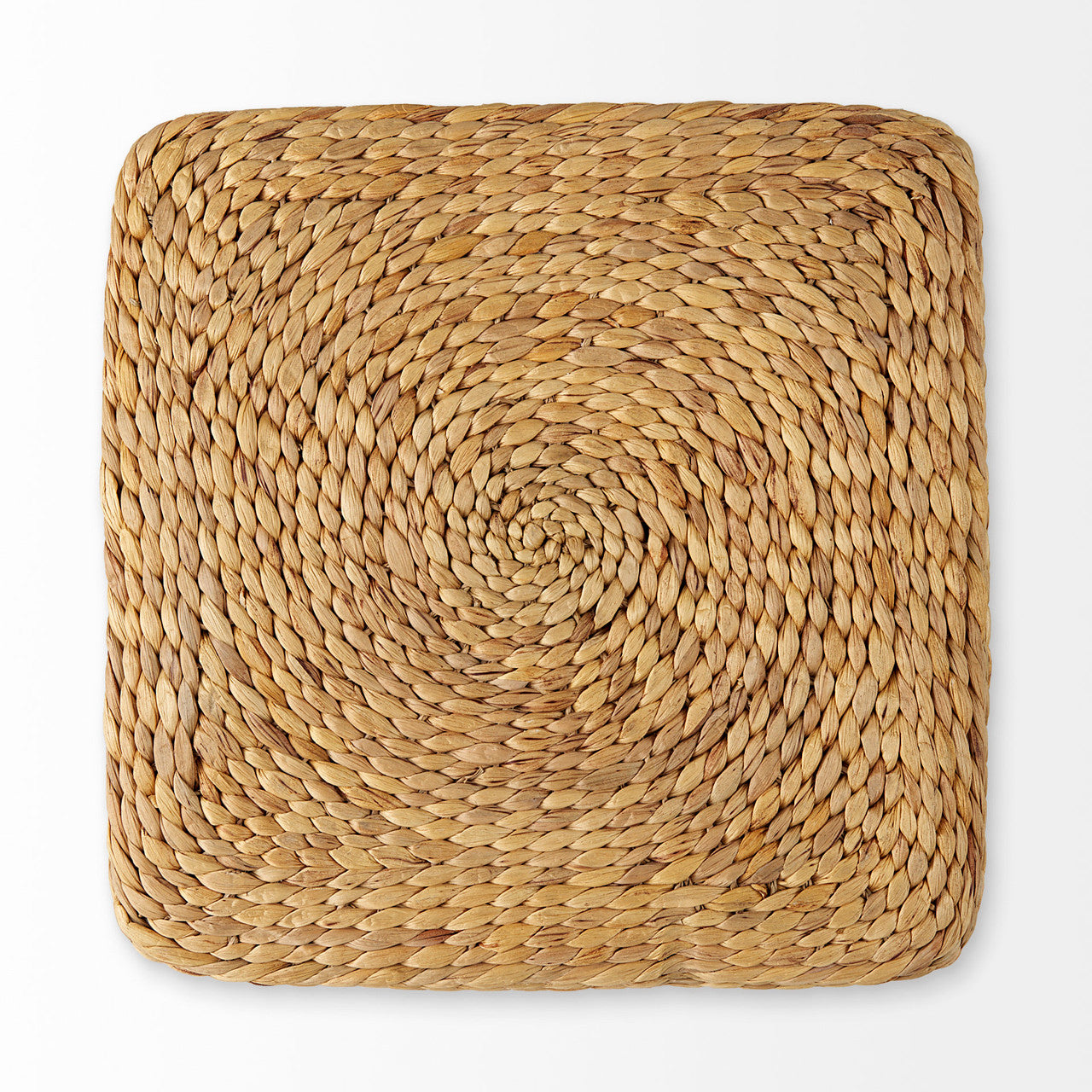 Maya 17.7L x 17.7W x 17.7H Light Brown W/Medium Brown Stripes Seagrass Square Pouf
