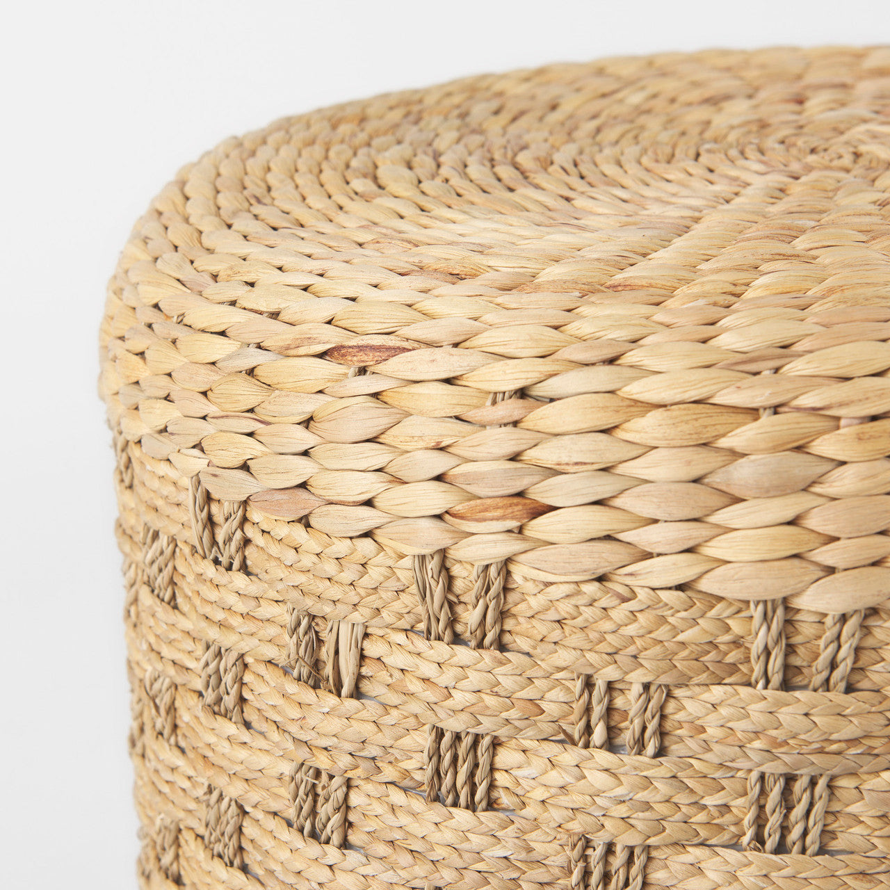 Michelle 17.7L x 17.7W x 17.7H Light Brown Woven Seagrass Round Pouf