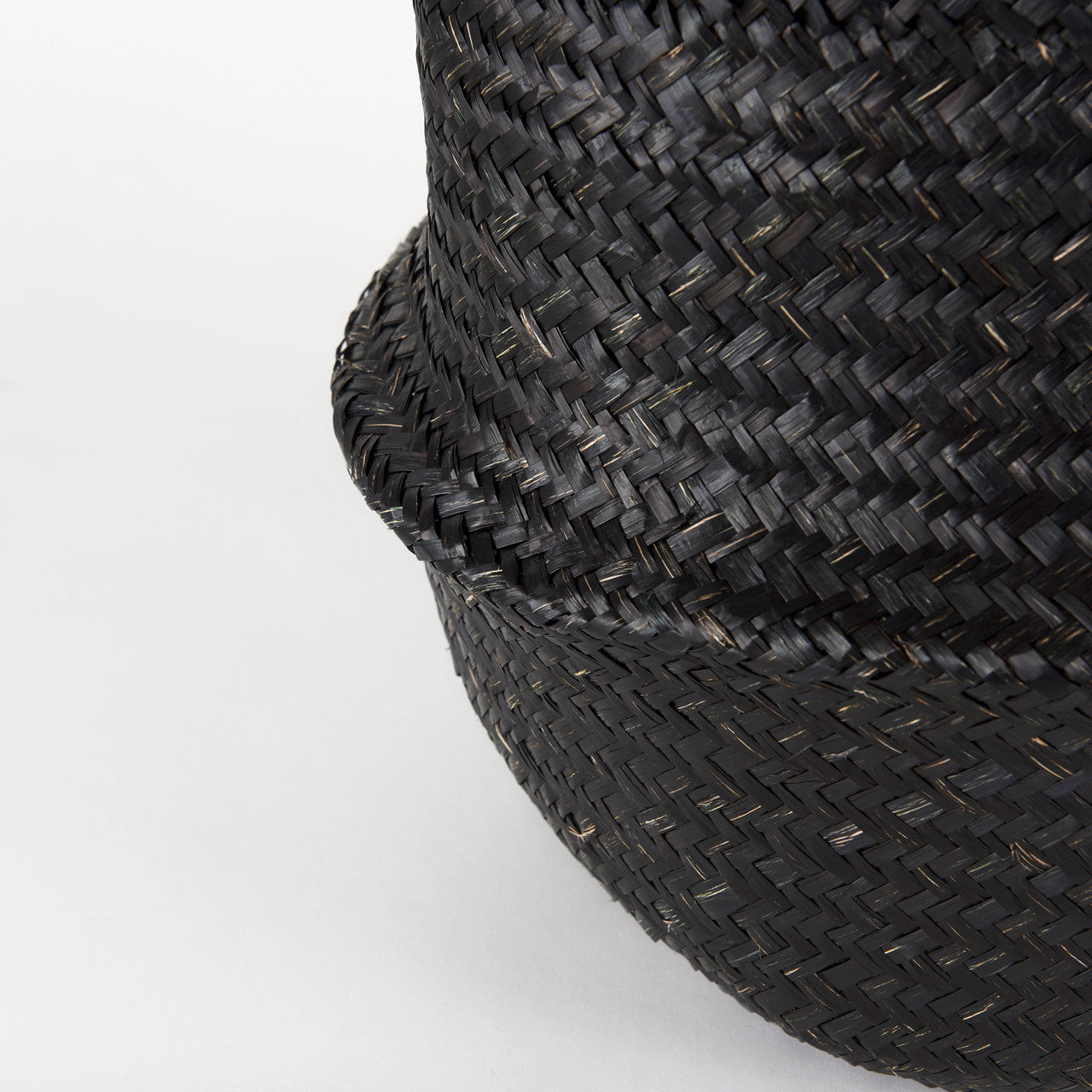 Ella 9.8L x 9.8W x 11.0H (Set of 3) Black Seagrass Basket W/ Light Brown Handles