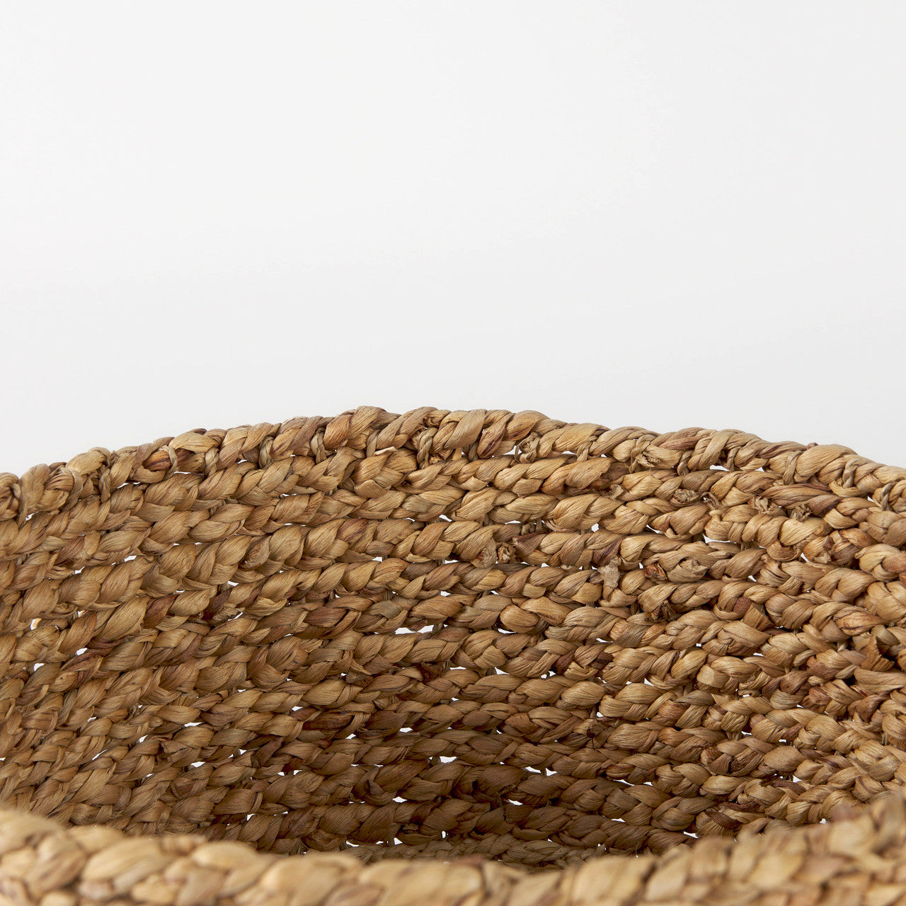 Morocco 15.7L x 15.7 (Set of 3) Brown Two Tone Water Hyacinth and Cornhusk Round Basket W/ Handles