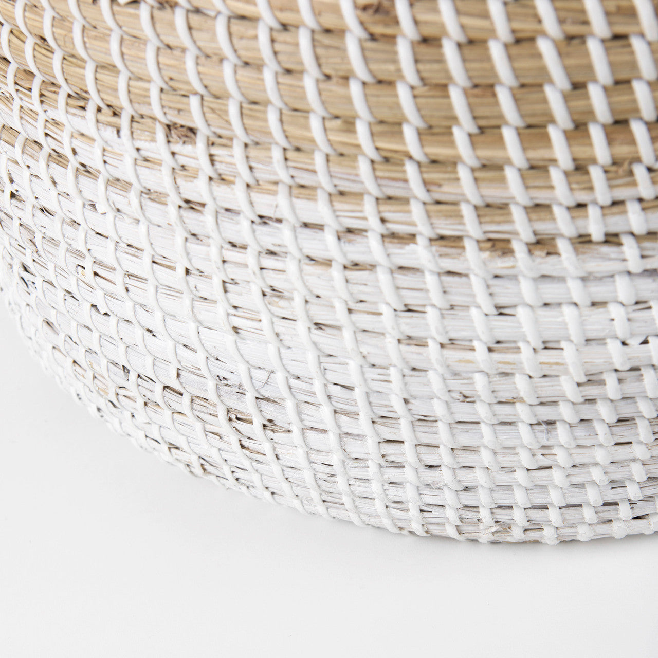 Maddie 13.8L x 13.8W X 15.0H (Set of 3) Light Brown W/White Dipped Seagrass Round Basket  W/ Handles