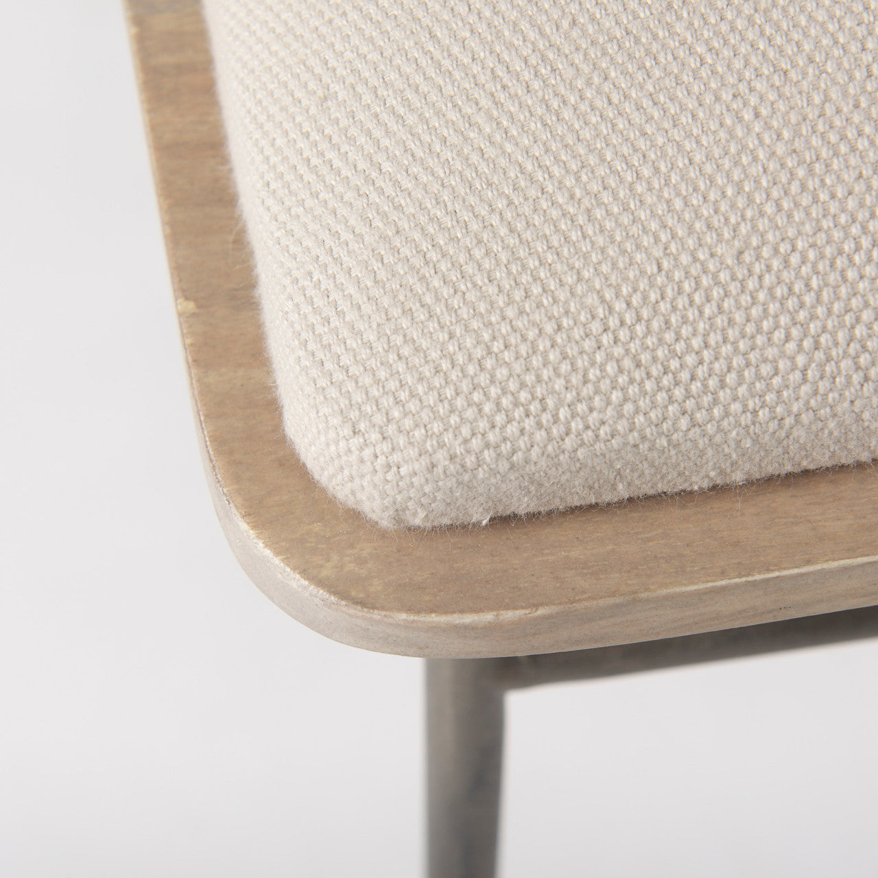 Camille 55.5L x 16.0W x 17.0H Cream Fabric Seat W/ Metal Frame Bench