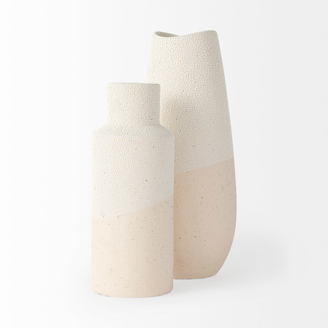 Salar 5.9L x 5.9W x 14.0H Cream Conical Crackled Ceramic Vase