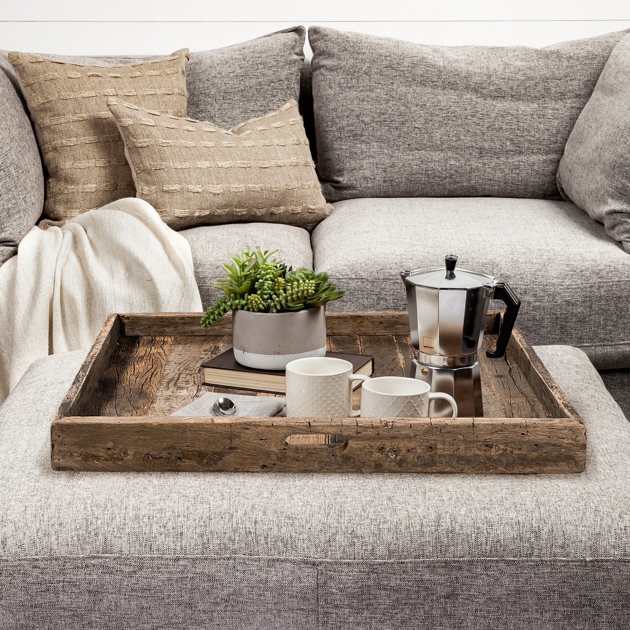 Carson (Large) 30L x 30W Brown Reclaimed Wood Tray