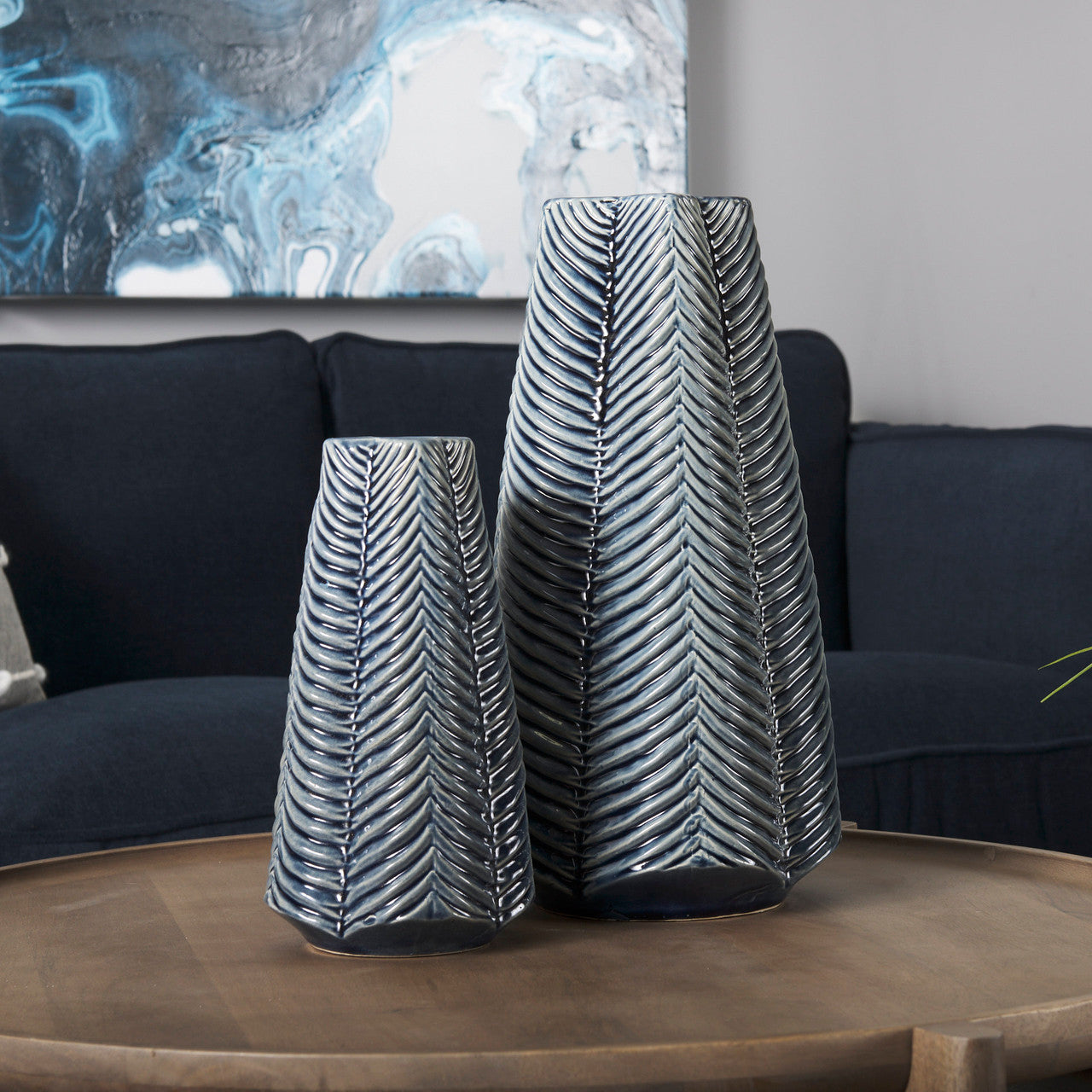 Bashir II Large Dark Navy Gloss Ceramic Vase