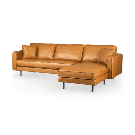 D'Arcy Tan Leather Right Chaise Sectional