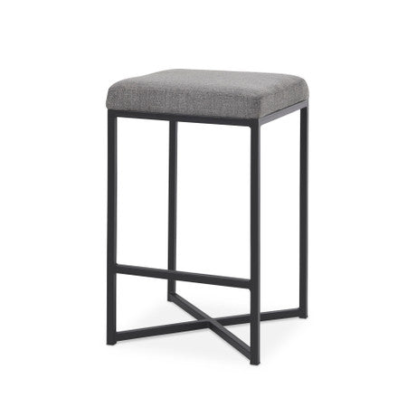 Frodo Gray Fabric Seat W/Black Iron Frame Counter Stool