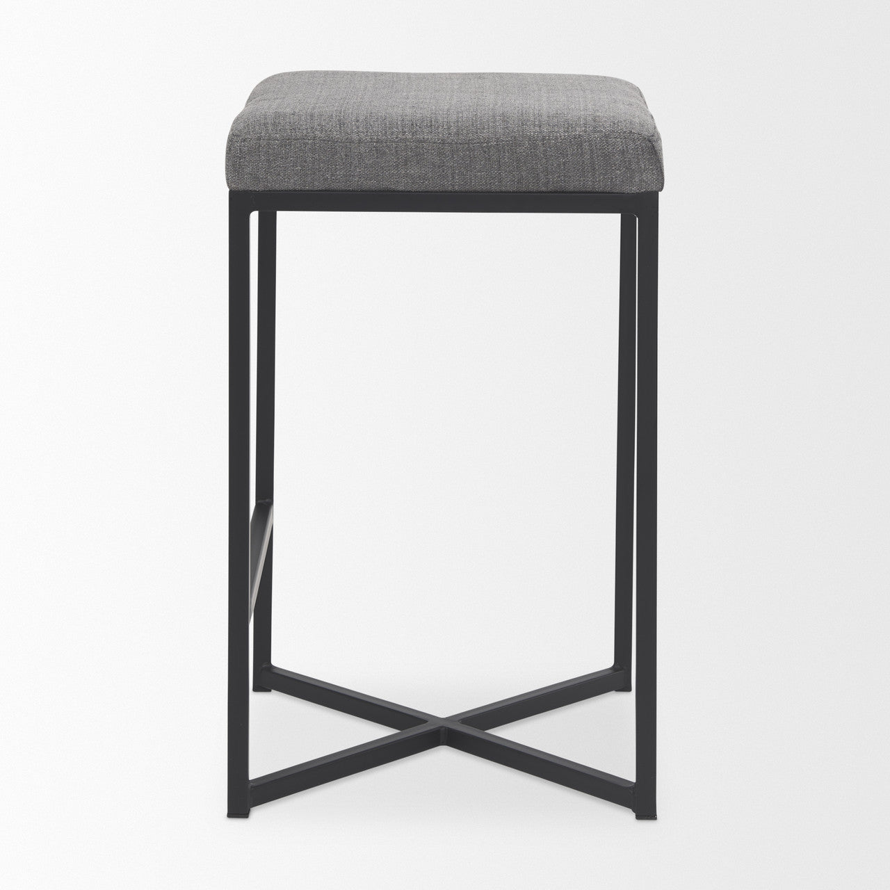 Frodo 16.5L x 16.5W x 26.4H Gray Fabric Seat W/Black Iron Frame Counter Stool