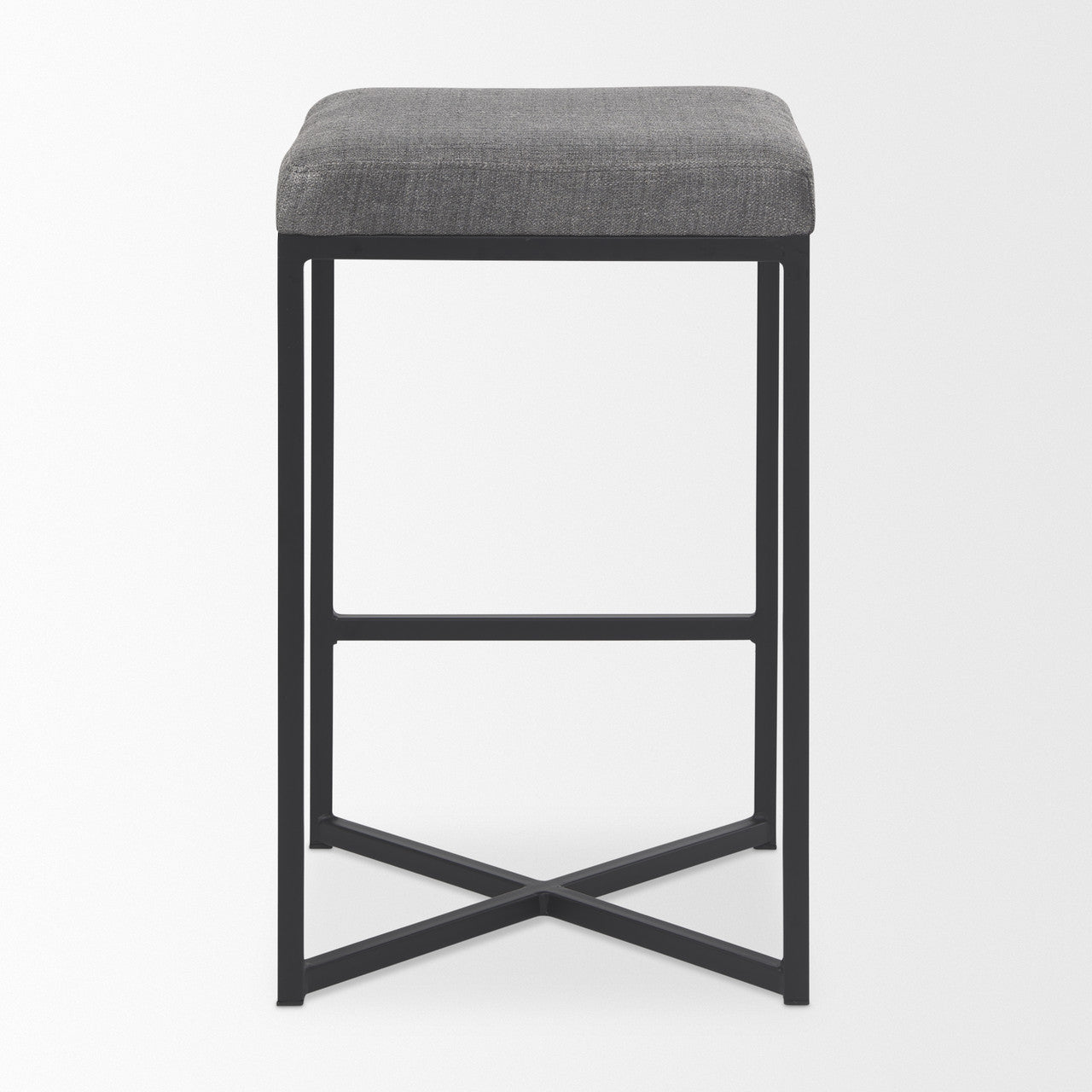 Frodo 16.5L x 16.5W x 26.4H Gray Fabric Seat W/Black Iron Frame Counter Stool