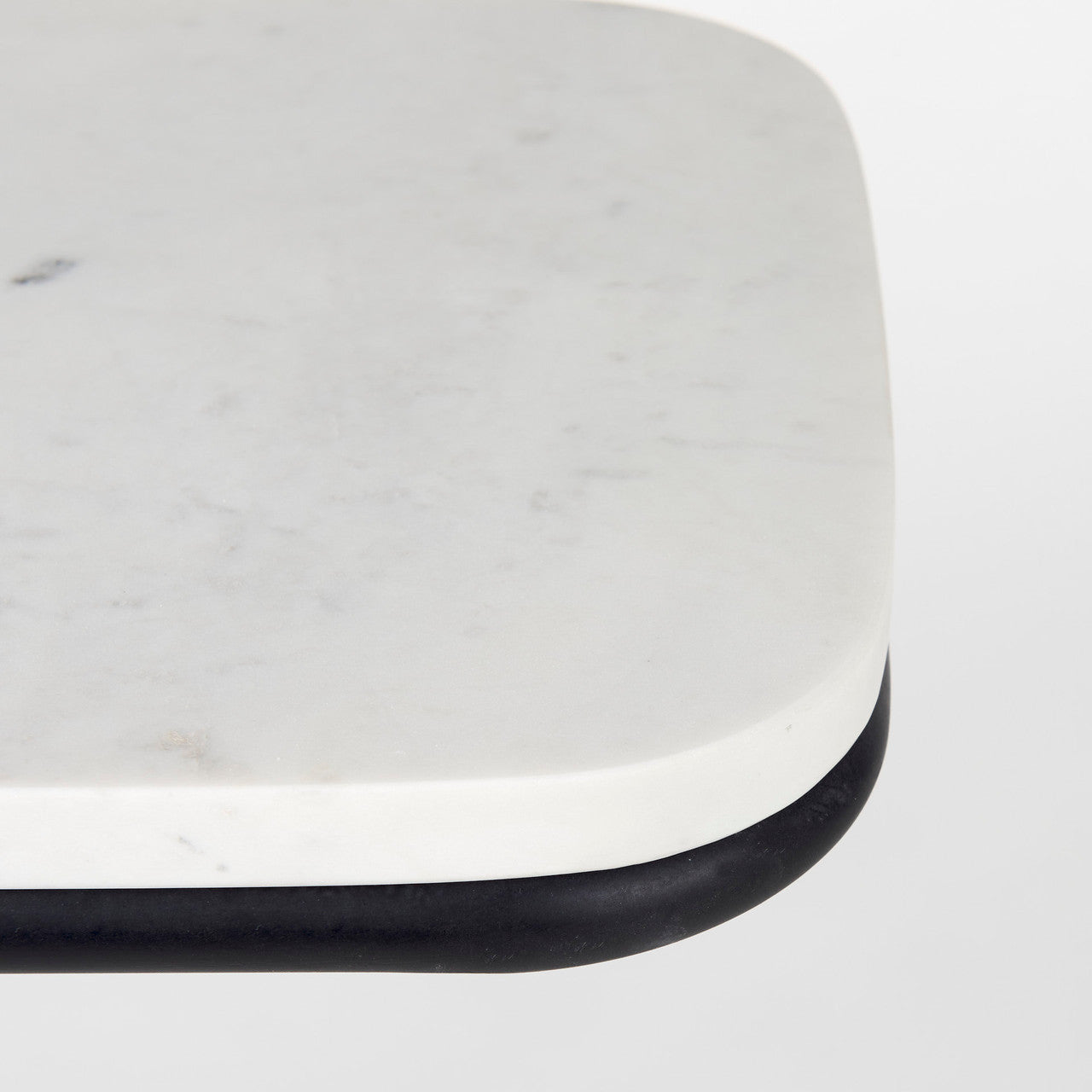 Kyra 12.0L x 20.0W x 23.0H White Marble Top W/Black Iron Frame C-Shaped End and Side Table