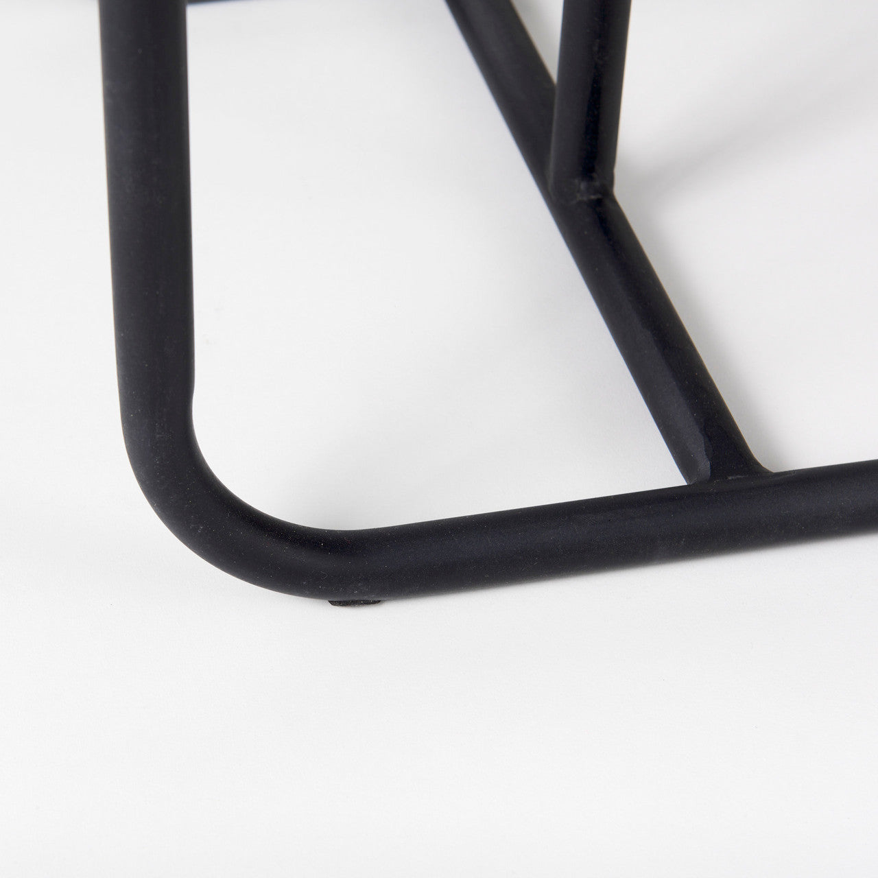 Kyra 12.0L x 20.0W x 23.0H White Marble Top W/Black Iron Frame C-Shaped End and Side Table