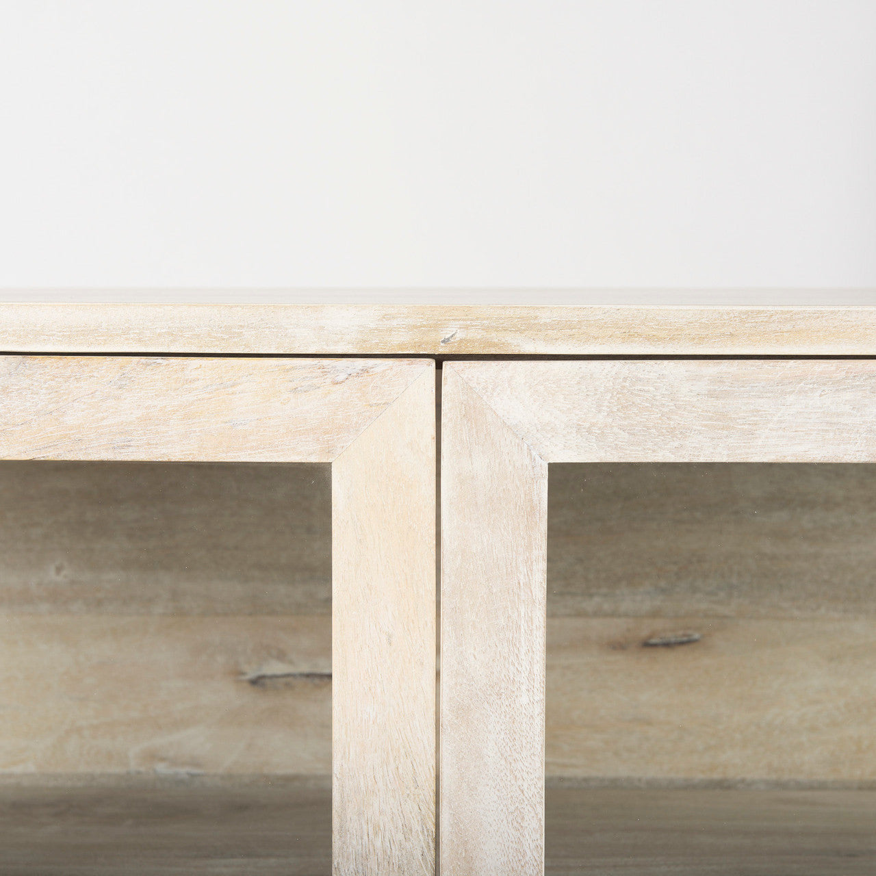 Arelius 36L x 18W x 32H White Wood, Gold Metal Base w/ 2 Glass Doors Accent Cabinet