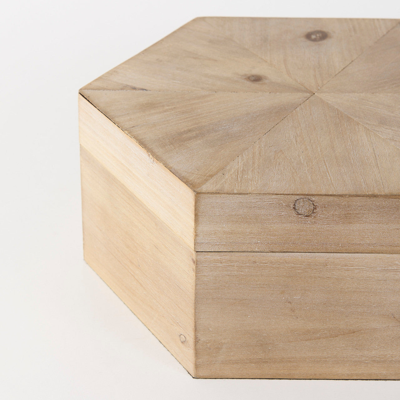 Elyse (Set of 2) 14L x 12W Brown Wooden Hexagonal Boxes