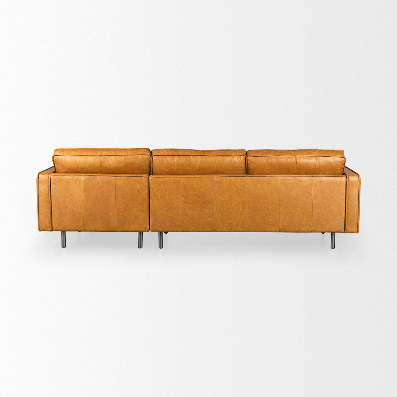 D'Arcy 111"L x 70"D x 33"H Tan Leather Right Chaise Sectional