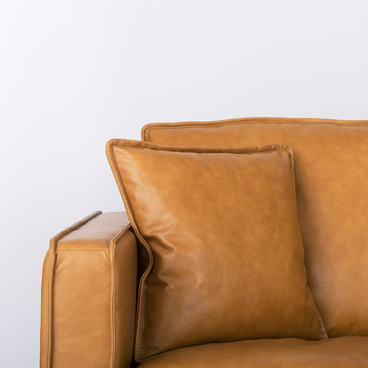 D'Arcy 111"L x 70"D x 33"H Tan Leather Right Chaise Sectional