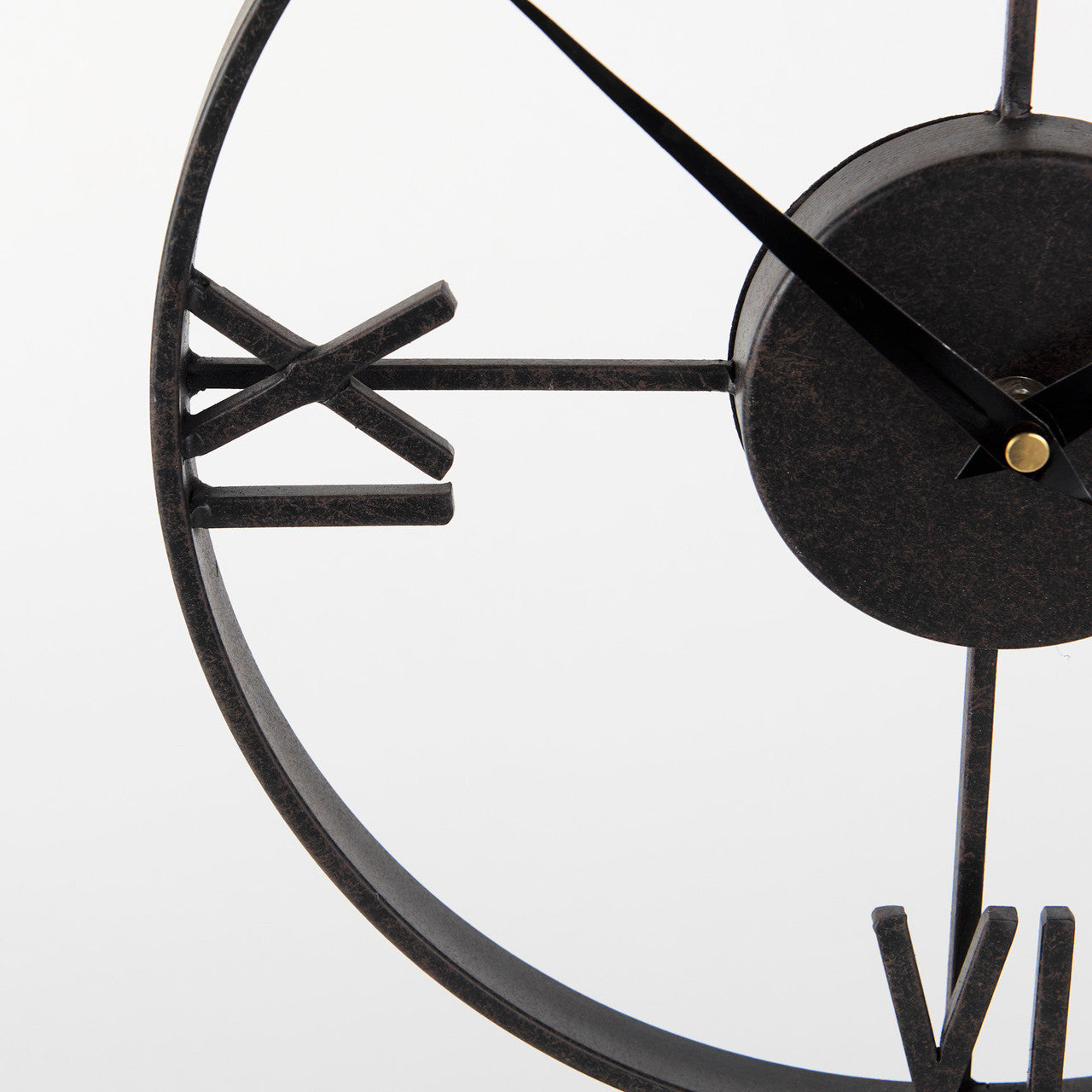 Oris Black Metal/Wood Open Frame Table Clock