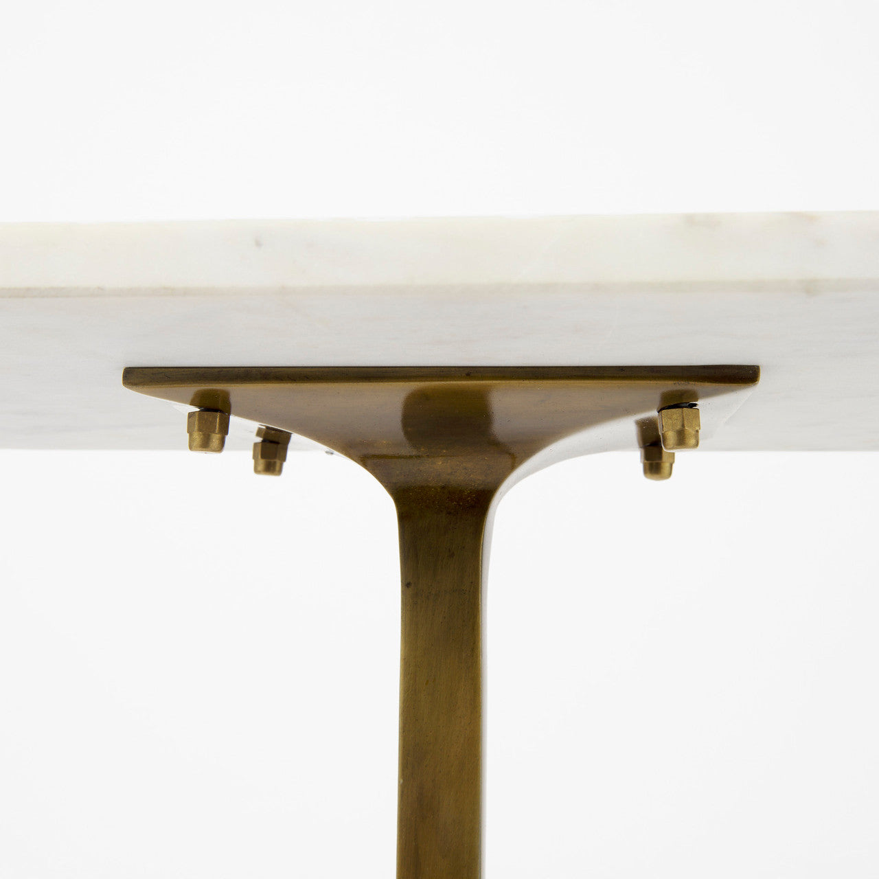 Preston 17.3L x 11.3W x 22.8H White Marble Top W/Gold Metal Accent Table