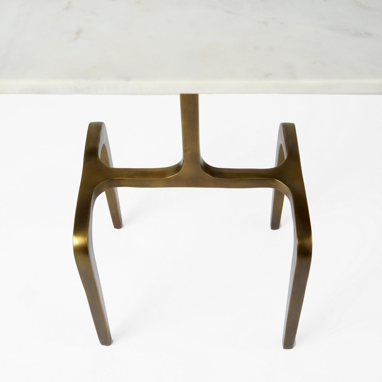 Preston 17.3L x 11.3W x 22.8H White Marble Top W/Gold Metal Accent Table