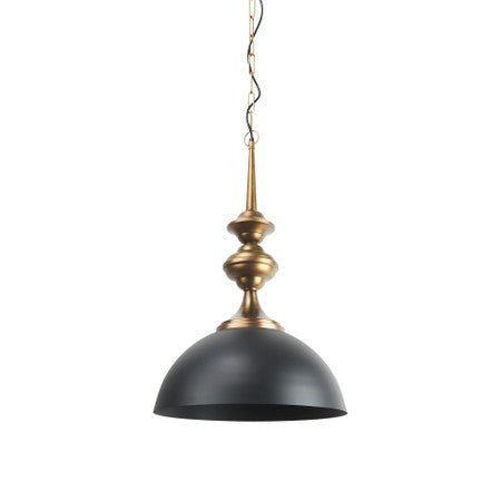 Willson Black Iron W/Antique Brass Dome Pendant Light
