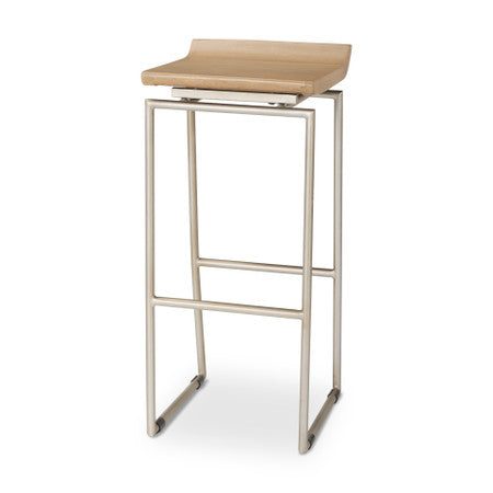 Givens Brown Wood W/Silver Metal Frame Barstool