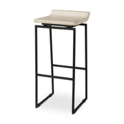 Givens 14.0L x 15.8W x 31.8H Natural Wood W/Black Metal Frame Bar Stool