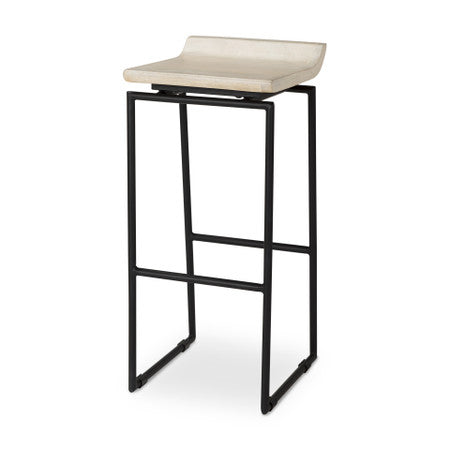 Givens Natural Wood W/Black Metal Frame Bar Stool