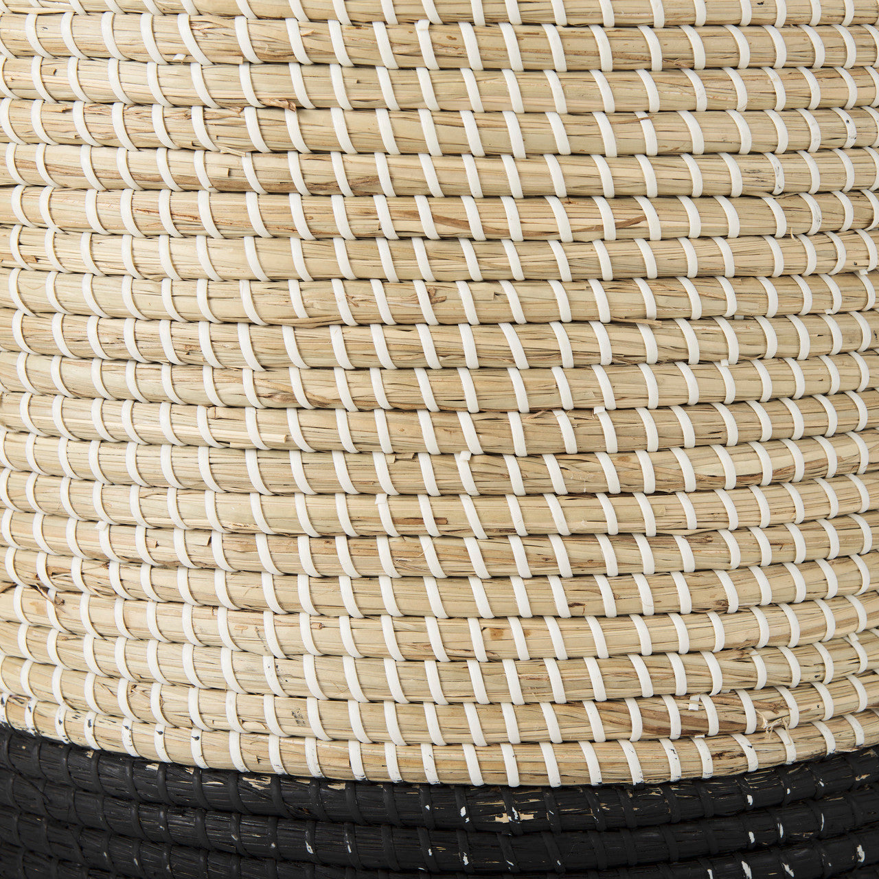 Maddie 13.8L x 13.8W X 15.0H (Set of 3) Light Brown W/Black Dipped Seagrass Round Basket W/ Handle
