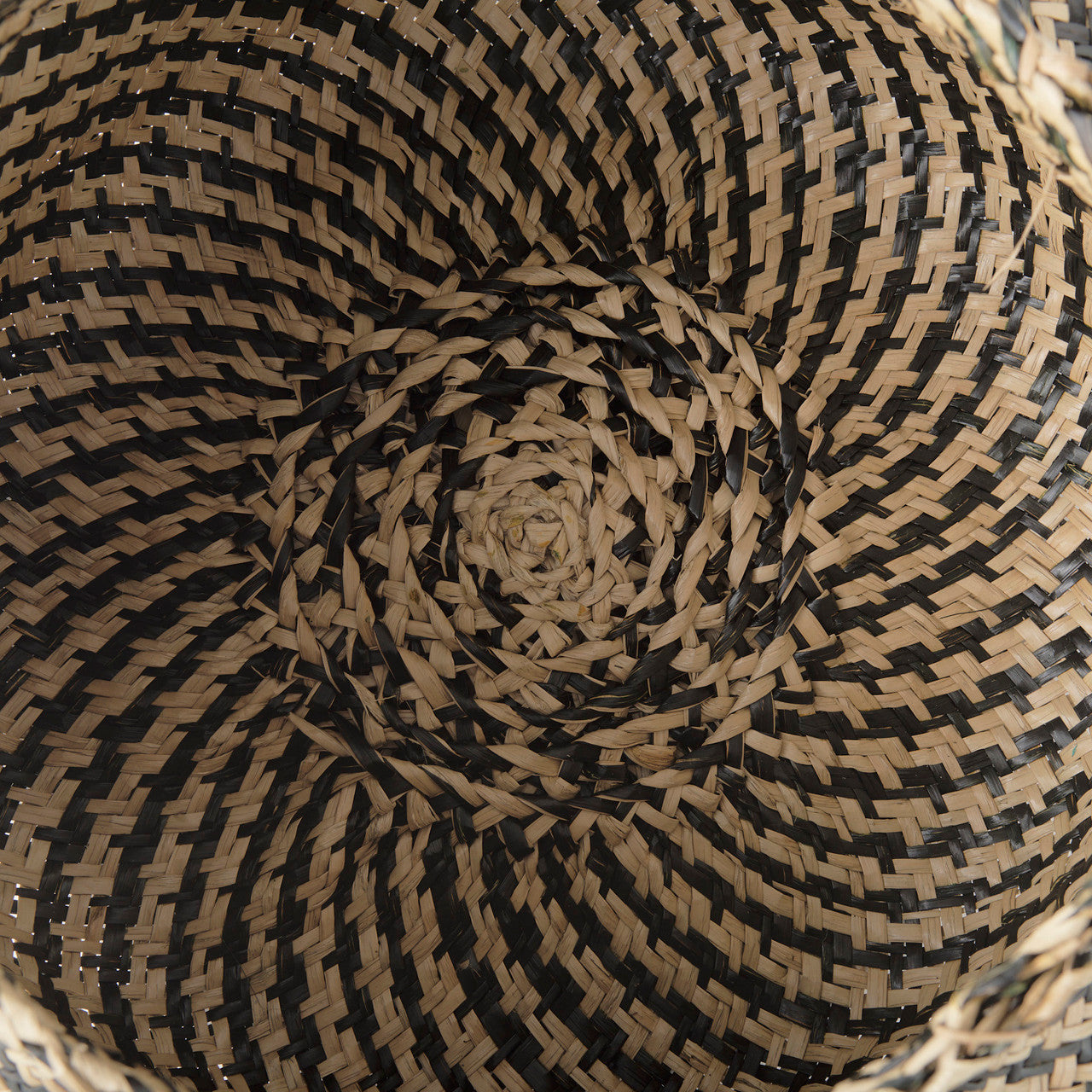 Gaia  17.7L x 17.7W x 20.5H Set of 3 Light and Dark Brown Cross Patterend Belly Seagrass Basket
