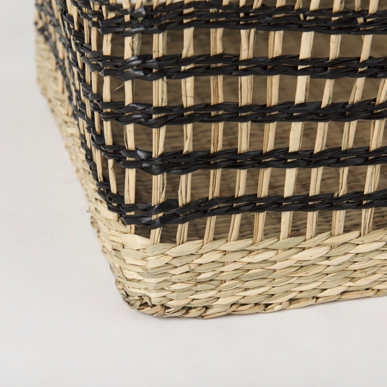 Nia 18.5L x 13.4W x 14.6H Set of 2 Light Brown Seagrass Rectangular Basket with Handles
