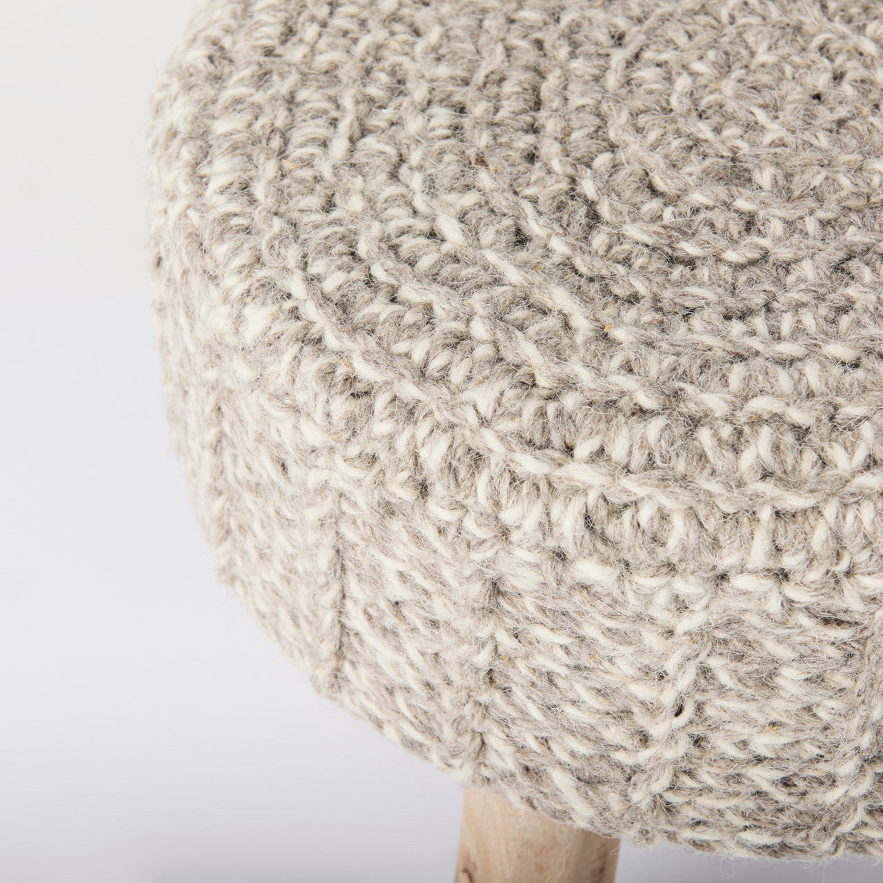 Bina 19.0L x 19.0W x 15.0H Taupe 4 Legged Wool Stool