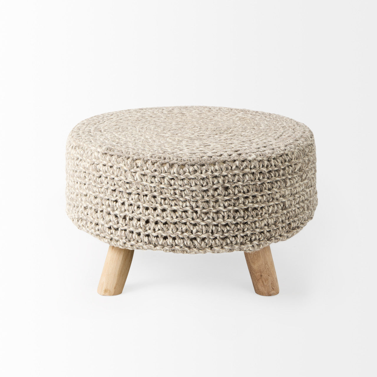 Bina  24.0L x 24.0W x 14.0H Light Gray 4 Legged Wool Stool