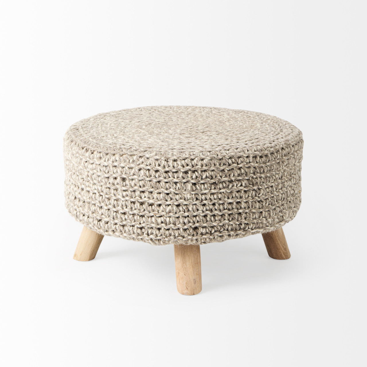 Bina  24.0L x 24.0W x 14.0H Light Gray 4 Legged Wool Stool