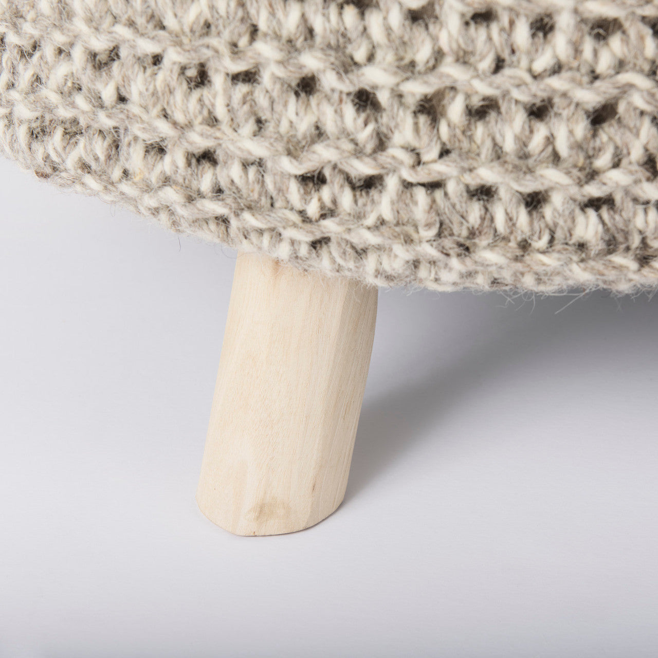 Bina  24.0L x 24.0W x 14.0H Light Gray 4 Legged Wool Stool